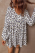 Western Leopard Print V Neck Long Sleeve Mini Dress