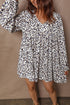 Western Leopard Print V Neck Long Sleeve Mini Dress