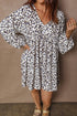 Western Leopard Print V Neck Long Sleeve Mini Dress