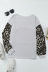 Western Leopard Print Waffle Knit Long Sleeve Top