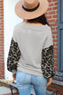 Western Leopard Print Waffle Knit Long Sleeve Top