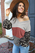 Western Leopard Print Waffle Knit Long Sleeve Top