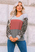 Western Leopard Print Waffle Knit Long Sleeve Top