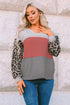 Western Leopard Print Waffle Knit Long Sleeve Top