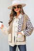 Western Leopard Print Waffle Knit Quilted Patchwork Jacket