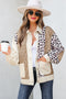 Western Leopard Print Waffle Knit Quilted Patchwork Jacket