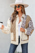 Western Leopard Print Waffle Knit Quilted Patchwork Jacket