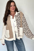 Western Leopard Print Waffle Knit Quilted Patchwork Jacket