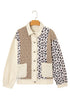 Western Leopard Print Waffle Knit Quilted Patchwork Jacket