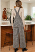 Western Leopard Print Wide Leg Denim Overall Jumpsuit