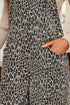 Western Leopard Print Wide Leg Denim Overall Jumpsuit