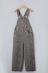Western Leopard Print Wide Leg Denim Overall Jumpsuit
