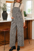 Western Leopard Print Wide Leg Denim Overall Jumpsuit