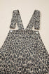 Western Leopard Print Wide Leg Denim Overall Jumpsuit
