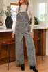 Western Leopard Print Wide Leg Denim Overall Jumpsuit