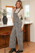 Western Leopard Print Wide Leg Denim Overall Jumpsuit