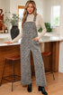 Western Leopard Print Wide Leg Denim Overall Jumpsuit