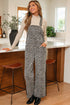 Western Leopard Print Wide Leg Denim Overall Jumpsuit