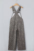 Western Leopard Print Wide Leg Denim Overall Jumpsuit