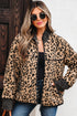 Western Leopard Print Zip Up Stand Neck Pocket Jacket