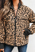 Western Leopard Print Zip Up Stand Neck Pocket Jacket