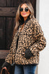 Western Leopard Print Zip Up Stand Neck Pocket Jacket