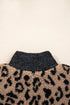 Western Leopard Print Zip Up Stand Neck Pocket Jacket