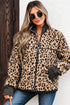 Western Leopard Print Zip Up Stand Neck Pocket Jacket