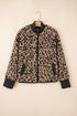 Western Leopard Print Zip Up Stand Neck Pocket Jacket