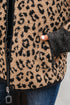 Western Leopard Print Zip Up Stand Neck Pocket Jacket