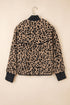 Western Leopard Print Zip Up Stand Neck Pocket Jacket