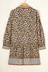 Western Leopard Striped Patchwork Three Quarter Sleeve Mini Dress