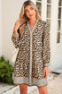 Western Leopard Striped Patchwork Three Quarter Sleeve Mini Dress