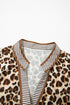Western Leopard Striped Patchwork Three Quarter Sleeve Mini Dress