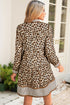 Western Leopard Striped Patchwork Three Quarter Sleeve Mini Dress