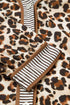 Western Leopard Striped Patchwork Three Quarter Sleeve Mini Dress