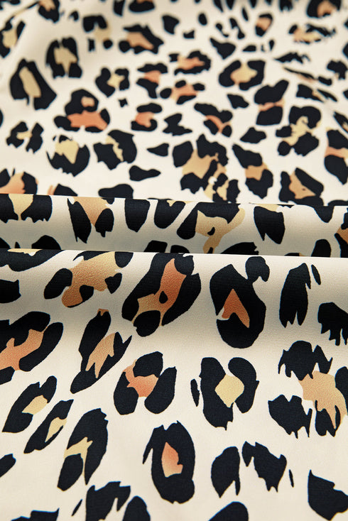 Western Leopard Striped Print V Neck Half Sleeve Blouse