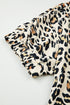 Western Leopard Striped Print V Neck Half Sleeve Blouse
