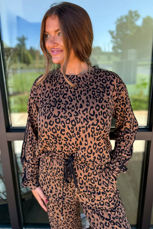 Western Leopard Varsity Striped Long Sleeve Pant Set