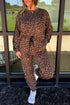 Western Leopard Varsity Striped Long Sleeve Pant Set