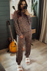 Western Leopard Varsity Striped Long Sleeve Pant Set