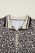 Western Leopard Zip Neck T Shirt Plus Size Mini Dress