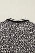 Western Leopard Zip Neck T Shirt Plus Size Mini Dress