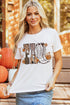 Western Letter Print Harvest Themed Casual Graphic Tee