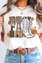 Western Letter Print Harvest Themed Casual Graphic Tee
