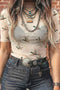Western Mallard Graphic Sheer Mesh Short Sleeve Top
