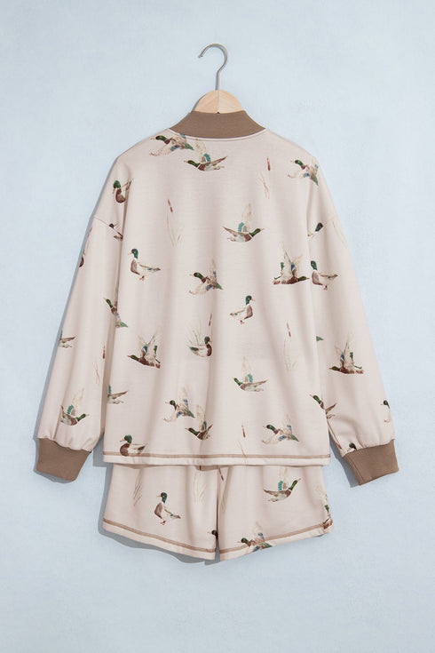 Western Mallard Patchwork Zip Pullover Short Set