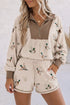 Western Mallard Patchwork Zip Pullover Short Set