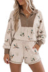 Western Mallard Patchwork Zip Pullover Short Set