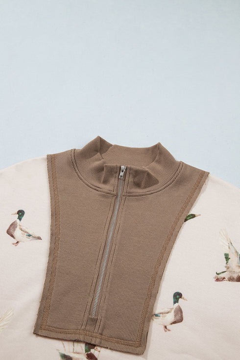 Western Mallard Patchwork Zip Pullover Short Set